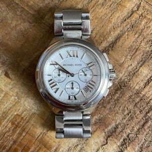 Michael Kors Bradshaw silver watch with white face
